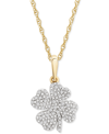 WRAPPED DIAMOND CLOVER 18" PENDANT NECKLACE (1/10 CT. T.W.) IN 10K GOLD, CREATED FOR MACY'S