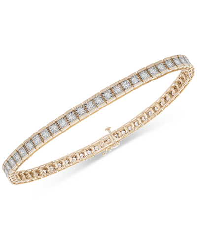 Macy's Men's Diamond Tennis Bracelet (2 Ct. T.w.) In 10k Gold In Yellow Gold