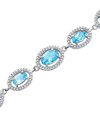 Macy's Blue Topaz (7-3/8 Ct. T.w.) & Diamond (1/10 Ct. T.w.) Link Bracelet In Sterling Silver In Blue