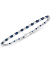 Macy's Sapphire (3-3/8 Ct. T.w.) & Diamond (1/10 Ct. T.w.) Link Bracelet In Sterling Silver In Silver
