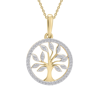 Wrapped Diamond Tree 20" Pendant Necklace (1/10 Ct. T.w.) In 14k Yellow Or Rose Gold, Created For Macy's In Gold