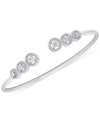 Wrapped Diamond Multi-halo Cuff Bangle Bracelet (1/4 Ct. T.w.) In Sterling Silver, Created For Macy's In Silver