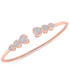 WRAPPED DIAMOND HEARTS CUFF BANGLE BRACELET (1/5 CT. T.W.) IN 14K ROSE GOLD-PLATED STERLING SILVER, CREATED 