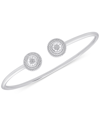 Wrapped Diamond Halo Cuff Bangle Bracelet (1/4 Ct. T.w.) In Sterling Silver, Created For Macy's In Silver