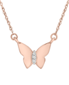 Wrapped Diamond Accent Butterfly 17" Pendant Necklace In 14k Yellow, White Or Rose Gold, Created For Macy's In Gold