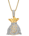 Macy's Men's Diamond Moneybag 22" Pendant Necklace (1/2 Ct. T.w.) In 14k Gold-plated Sterling Silver In Gold