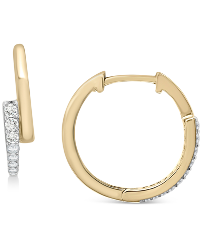 Wrapped Diamond Bypass Hoop Earrings (1/6 Ct. T.w.) In 14k Gold, Created For Macy's In Yellow Gold