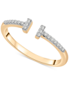 WRAPPED OPEN BAR CUFF RING (1/10 CT. T.W.) IN 14K GOLD, CREATED FOR MACY'S