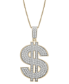 MACY'S MEN'S DIAMOND DOLLAR SIGN 22" PENDANT NECKLACE (1/2 CT. T.W.) IN 14K GOLD-PLATED STERLING SILVER