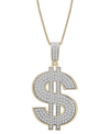 Macy's Men's Diamond Dollar Sign 22" Pendant Necklace (1/2 Ct. T.w.) In 14k Gold-plated Sterling Silver