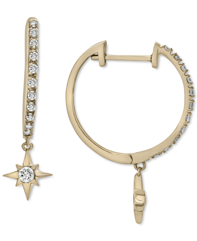 Wrapped Diamond Star Dangle Hoop Drop Earrings (1/4 Ct. T.w.) In 10k Gold, Created For Macy's In Yellow Gold