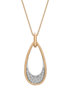 WRAPPED DIAMOND OVAL PAVE PENDANT NECKLACE (1/6 CT. T.W.) IN 14K GOLD, 16" + 2" EXTENDER, CREATED FOR MACY'S