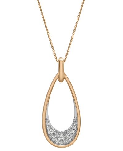 Wrapped Diamond Oval Pave Pendant Necklace (1/6 Ct. T.w.) In 14k Gold, 16" + 2" Extender, Created For Macy's In Yellow Gold