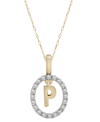 WRAPPED DIAMOND INITIAL "P" 18" PENDANT NECKLACE (1/10 CT. T.W.) IN 14K GOLD, CREATED FOR MACY'S