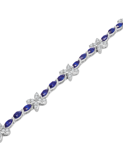 Macy's Created Blue Sapphire And Created White Sapphire Bracelet In Sterling Silver