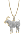 MACY'S DIAMOND GOAT PENDANT NECKLACE (1/2 CT. T.W.) IN 14K GOLD-PLATED STERLING SILVER, 22"