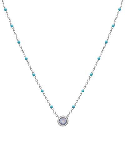 Macy's Birthstone Gemstone Necklace In Sterling Silver, 16" + 2" Extender In Aquamarine