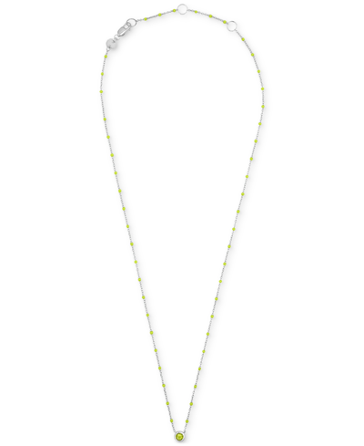 Macy's Birthstone Gemstone Necklace In Sterling Silver, 16" + 2" Extender In Peridot