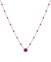 Macy's Birthstone Gemstone Necklace In Sterling Silver, 16" + 2" Extender In Red