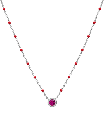 Macy's Birthstone Gemstone Necklace In Sterling Silver, 16" + 2" Extender In Ruby