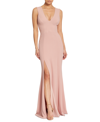 Dress The Population Sandra Plunge Crepe Trumpet Gown In Pink