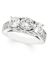 MACY'S 3 CARAT DIAMOND 3-STONE RING IN 14K WHITE GOLD