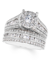 Macy's Diamond Halo Bridal Set (2 Ct. T.w.) In 14k White Gold In Gold
