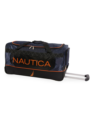 Nautica Halio Rolling Duffel Bag, 30" In Navy Orange