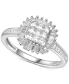 Macy's Cubic Zirconia Square Cluster Baguette Halo Ring N Sterling Silver In Gold