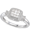 Macy's Cubic Zirconia Square Cluster Halo Ring In Sterling Silver In Gold