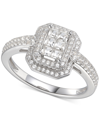 Macy's Cubic Zirconia Square Cluster Double Halo Ring Sterling Silver In Gold