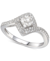 Macy's Cubic Zirconia Square Halo Ring In Sterling Silver In Gold
