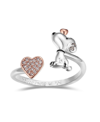 Peanuts Snoopy And Pave Crystal Heart Bypass Ring In Pink