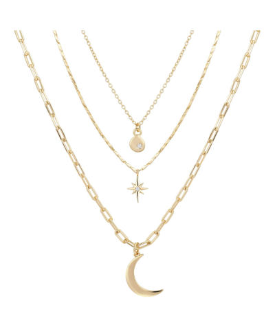 Unwritten 14k Gold Flash Plated 3-pieces Layered Chain Necklace Set In Gold-plated