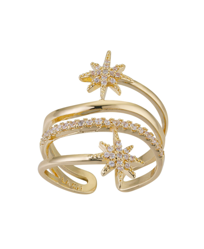 Unwritten 14k Gold Flash Plated Cubic Zirconia Star Adjustable Ring In Gold-tone