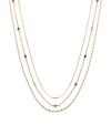 UNWRITTEN 14K GOLD FLASH PLATED MULTI COLOR CUBIC ZIRCONIA 3-PIECE LAYERED CHAIN NECKLACE SET WITH EXTENDER