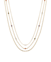 Unwritten 14k Gold Flash Plated Multi Color Cubic Zirconia 3-piece Layered Chain Necklace Set With Extender In Gold
