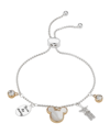 Disney Crystal Mickey Mouse Charm Bolo Bracelet (0.43 Ct. T.w. / 0.01 Ct. T.w.) In 14k Gold Flash Plated In Multi
