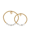 UNWRITTEN "MOMMY" AND "MINI" DIAMOND-CUT HEART BEADED STRETCH BRACELET SET IN 14K GOLD FLASH-PLATED