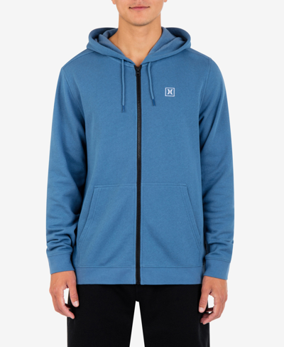 Hurley Men's Icon Chest Logo Full Zip Hooded Sweatshirt In Medium Blue