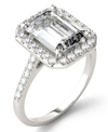Charles & Colvard Moissanite Emerald Halo Ring (4 Ct. Tw. Diamond Equivalent) In 14k White Gold In Gold