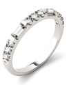 Charles & Colvard Moissanite Round And Baguette Stackable Ring (1/2 Ct. Tw. Diamond Equivalent) In 14k White Gold In Gold