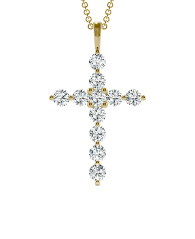 Charles & Colvard Moissanite Cross Pendant 1-1/10 Ct. T.w. Diamond Equivalent In 14k White Or Yellow Gold