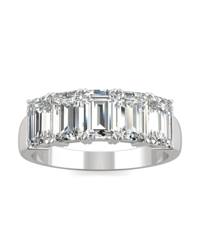 Charles & Colvard Moissanite Emerald Five Stone Band 2-9/10 Ct. T.w. Diamond Equivalent In 14k White Gold