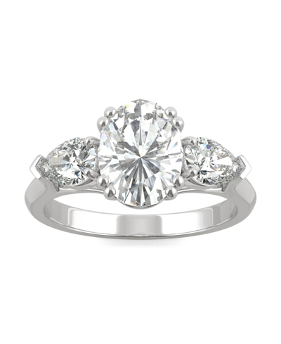 Charles & Colvard Moissanite Three Stone Engagement Ring 3 Ct. T.w. Diamond Equivalent In 14k White Gold