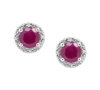 Macy's Ruby (1-1/5 Ct. T.w.) & Diamond Accent Stud Earrings In Sterling Silver In Red