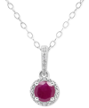 Macy's Sapphire (5/8 Ct. T.w.) & Diamond Accent Solitaire 18" Pendant Necklace In Sterling Silver (also In In Red
