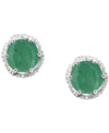 Macy's Sapphire Beaded Frame Stud Earrings (1-1/5 Ct. T.w.) In Sterling Silver (also In Emerald & Ruby) In Green