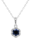 Macy's Sapphire Solitaire Scalloped Edge 18" Pendant Necklace (5/8 Ct. T.w.) In Sterling Silver (also In Em In Blue