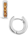 Macy's Swiss Blue Topaz (9/10 Ct. T.w.) Huggie Hoop Earrings In Sterling Silver (also Available In Citrine In Orange